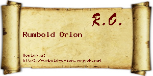 Rumbold Orion névjegykártya